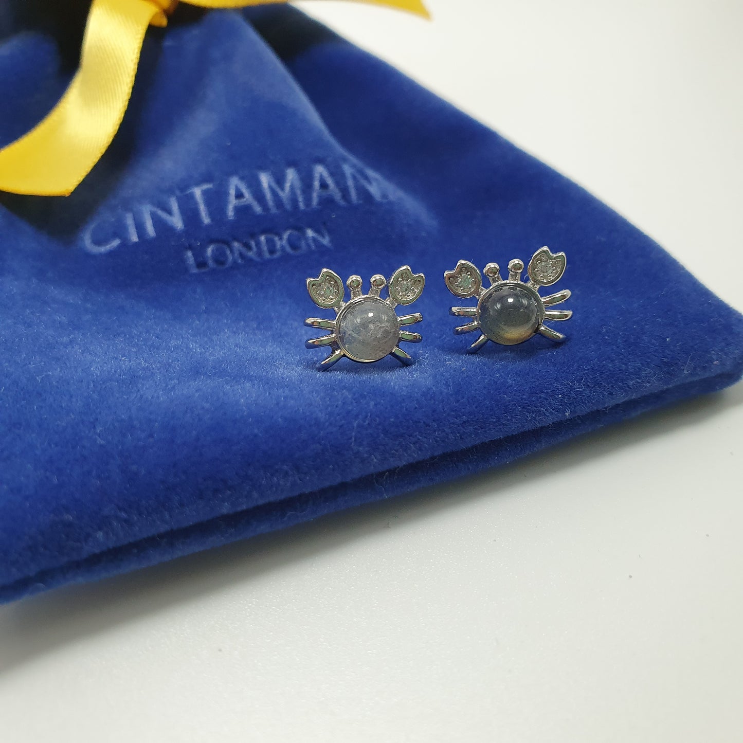 Moonstone Crab Earrings with 925 Silver Posts