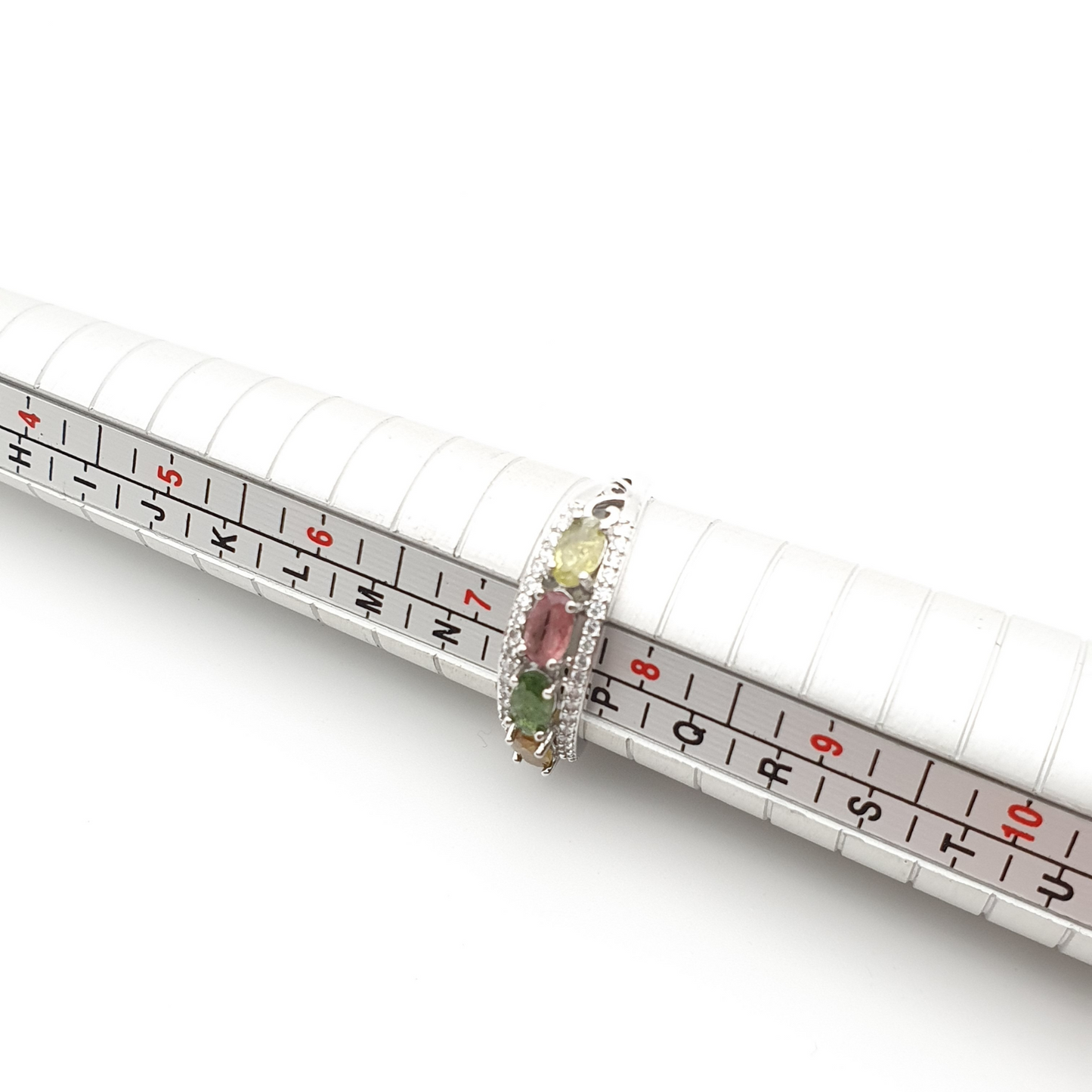 Tourmaline Silver Tone 4 Stone Ring