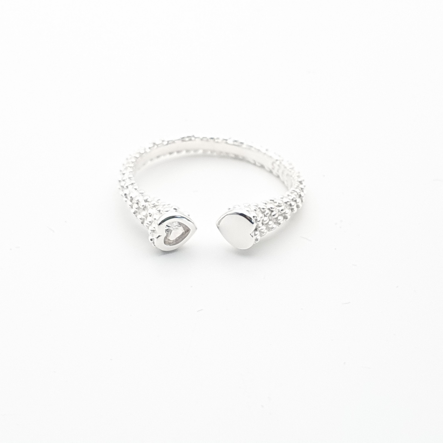 Double Heart with Zirconia Open-ended Ring