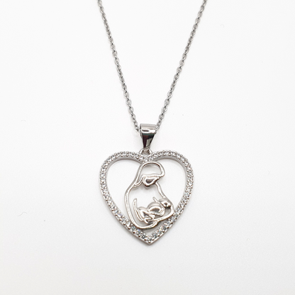 Mother Cradling Baby Pendant Necklace