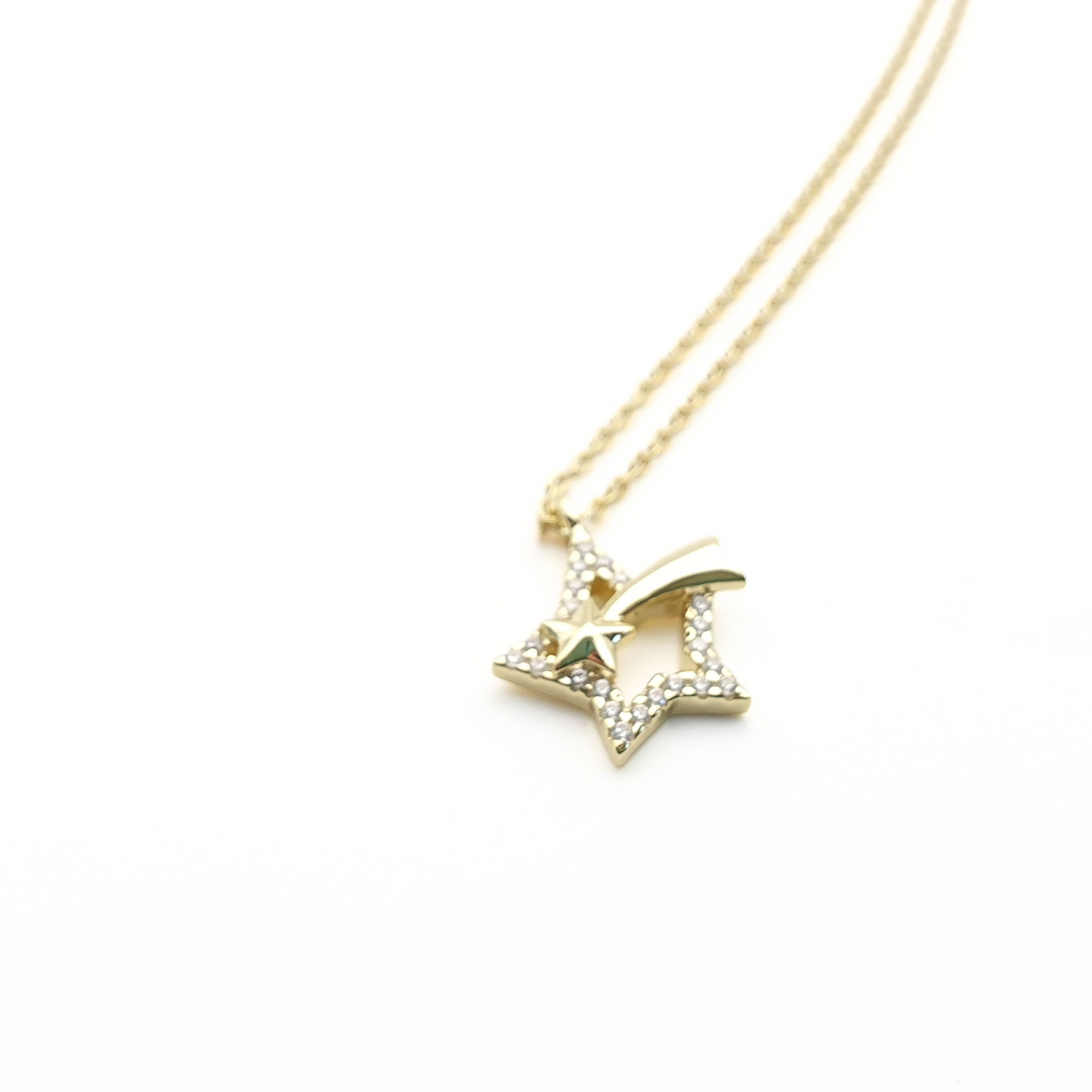 Shooting Star 14k Gold Plated Pendant Necklace