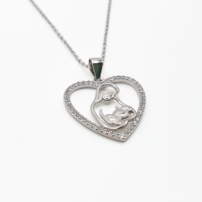 Mother Cradling Baby Pendant Necklace