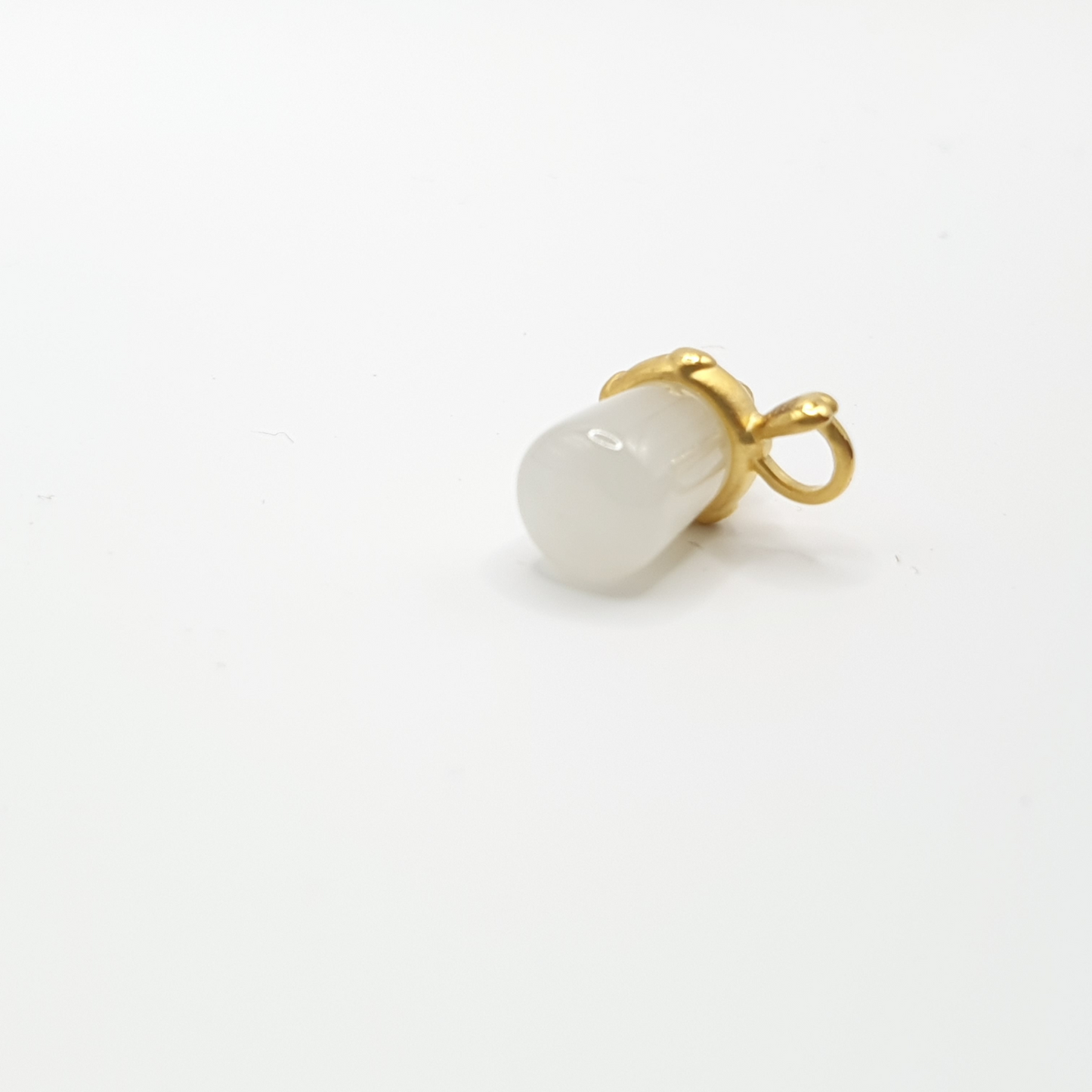 Baby Bottle Pendant Gold and White Nephrite Stone