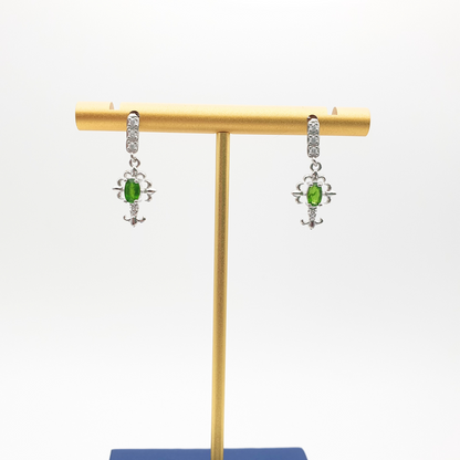 Diopside Earrings With Zirconia Details Fleur - Small