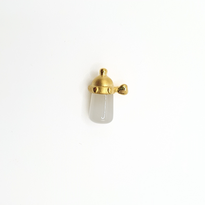 Baby Bottle Pendant Gold and White Nephrite Stone