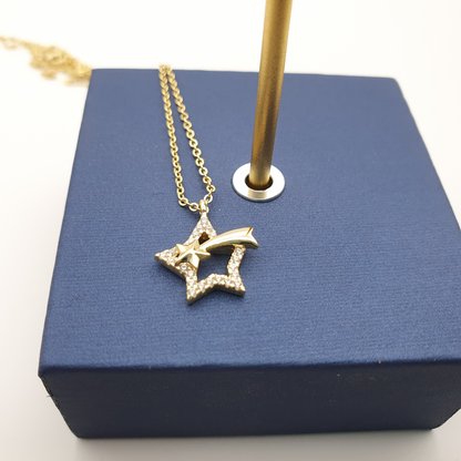 Shooting Star 14k Gold Plated Pendant Necklace