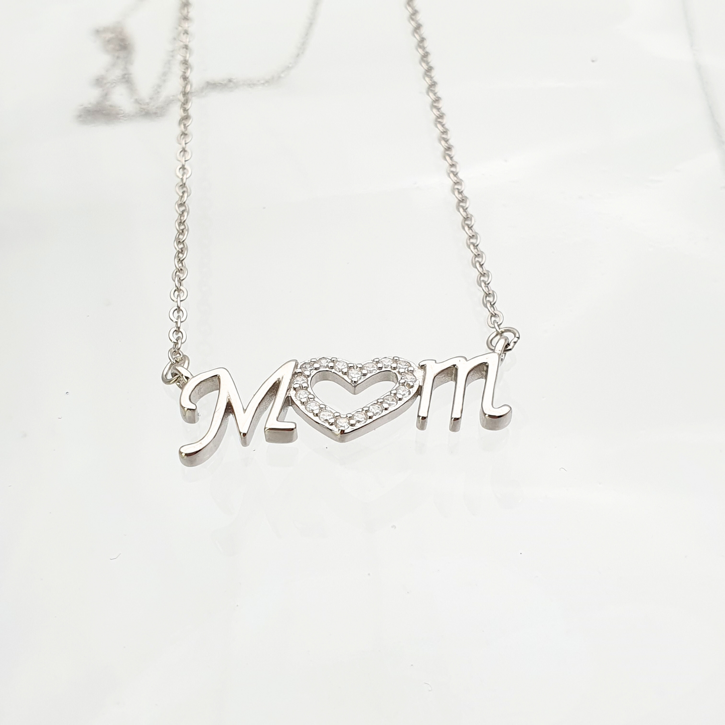 Mom - Mum Heart Zirconia Necklace