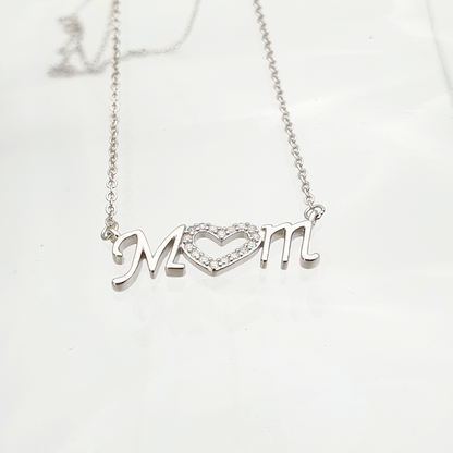 Mom - Mum Heart Zirconia Necklace