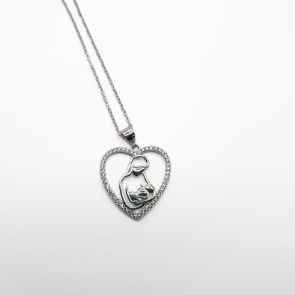 Mother Cradling Baby Pendant Necklace