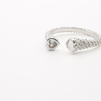 Double Heart with Zirconia Open-ended Ring