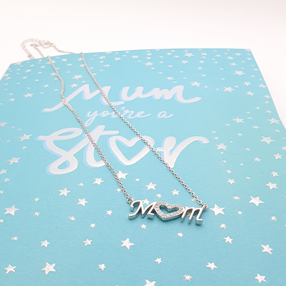 Mom - Mum Heart Zirconia Necklace