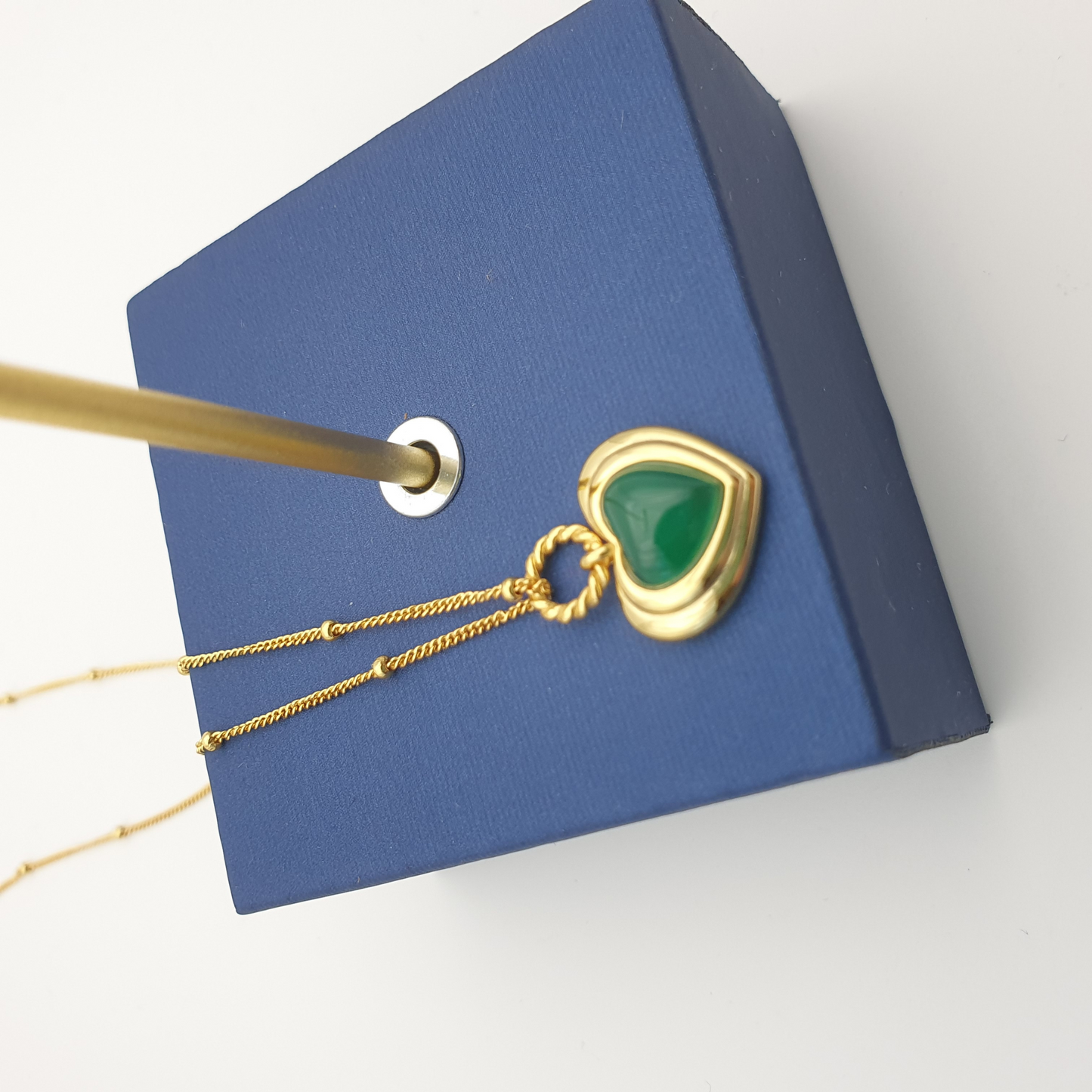 Ball Chain Green Heart Necklace