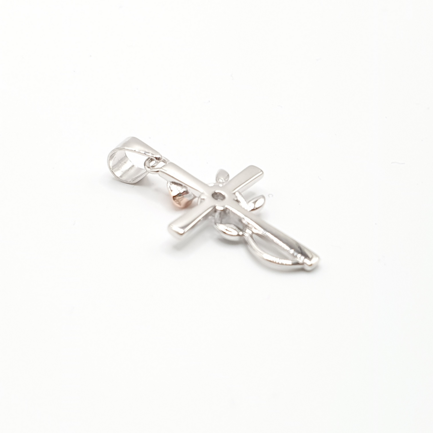 Rose Cross Zirconia Pendant Necklace