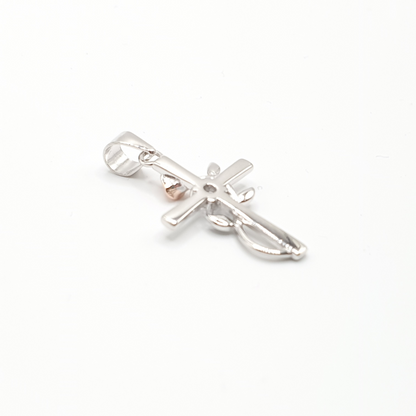 Rose Cross Zirconia Pendant Necklace