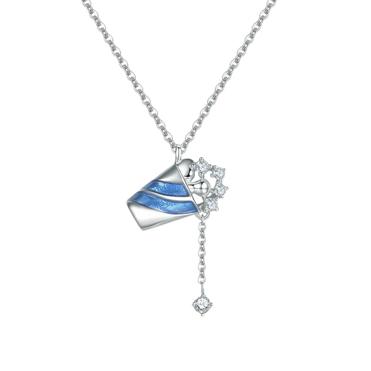 Blue Iced Soda Pendant Necklace 925 Silver