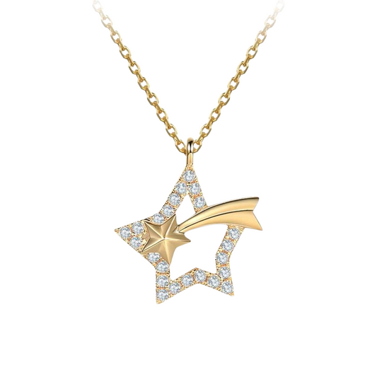 Shooting Star 14k Gold Plated Pendant Necklace