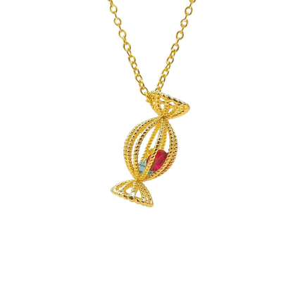 Sweet Bonbon Pendant Necklace Gold Plated