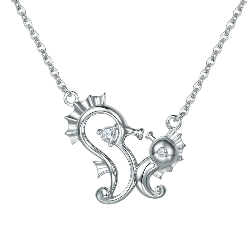 Seahorse Parent and Child Pendant Necklace