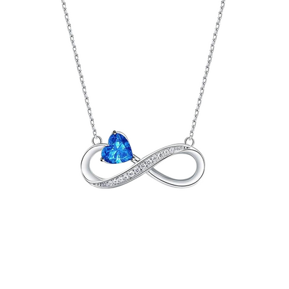 Blue Heart Infinity Platinum Plated Silver Necklace