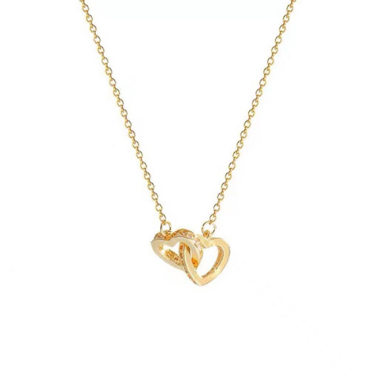 Interlocked Hearts Gold Plated Necklace