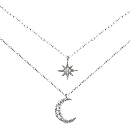 Splendid Star and Crescent Moon Necklace