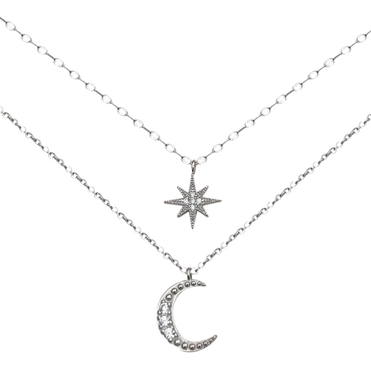 Splendid Star and Crescent Moon Necklace