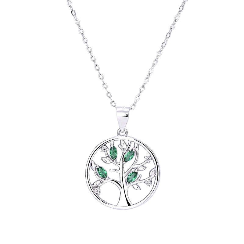 Tree of Life Simulated Green Spinel Necklace