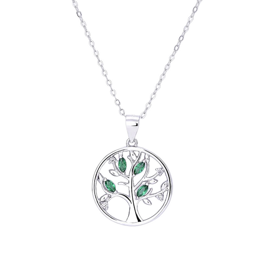 Tree of Life Simulated Green Spinel Necklace