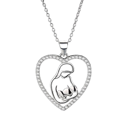 Mother Cradling Baby Pendant Necklace