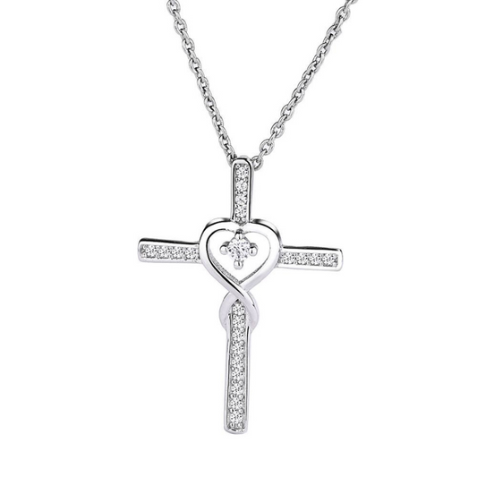 Infinity Heart Cross Pendant Necklace