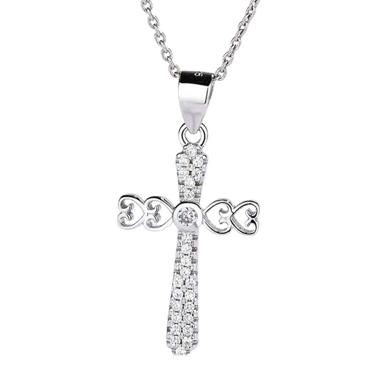 4 Hearts Cross Pendant Necklace