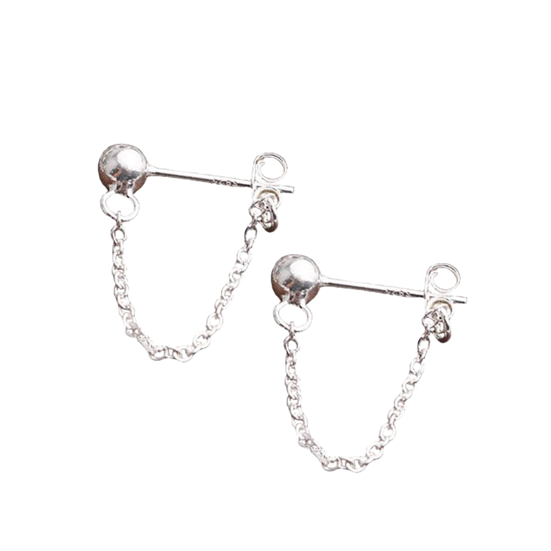 Drop Chain Stud Earrings