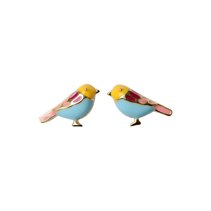 Dainty Colourful Bird Enamel Stud Earrings