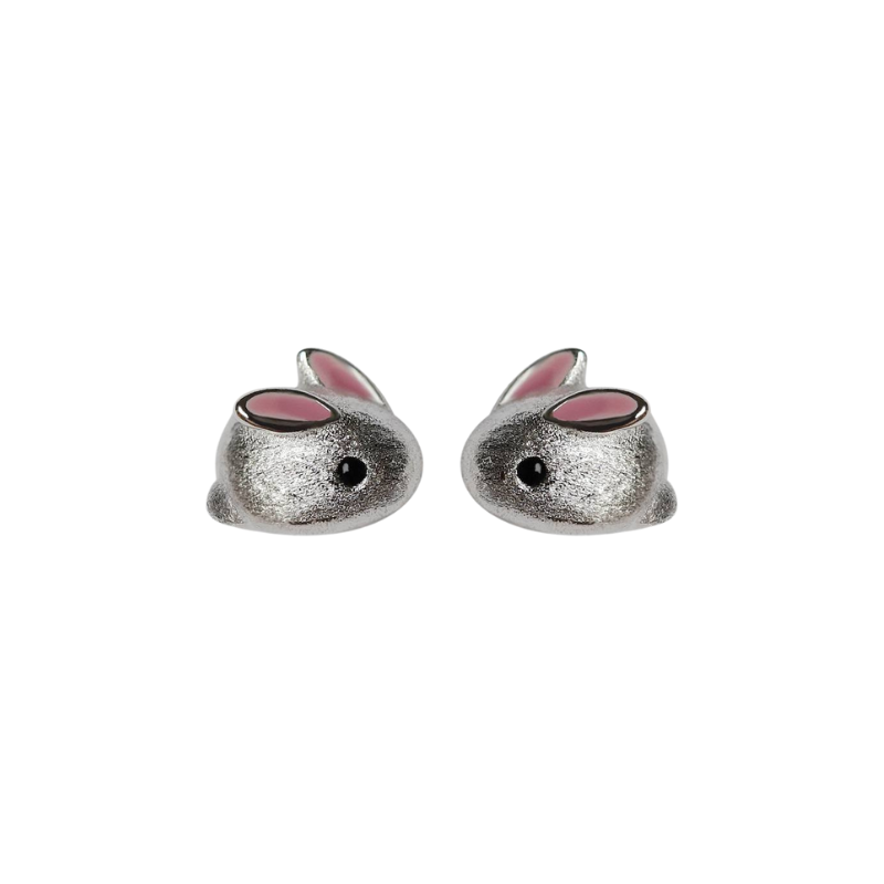 Dainty Pink Ear Rabbit Stud Earrings