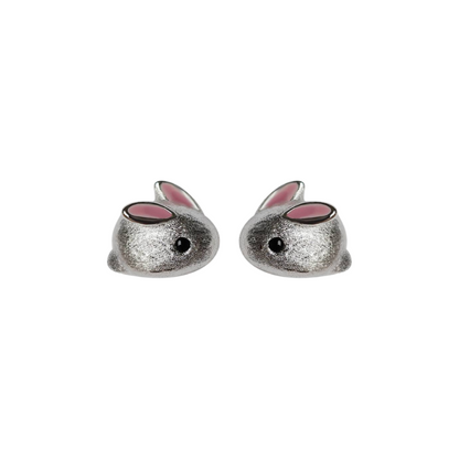 Dainty Pink Ear Rabbit Stud Earrings