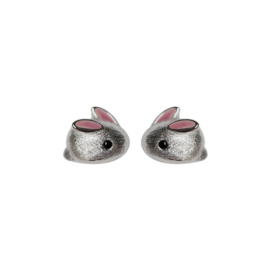 Dainty Pink Ear Rabbit Stud Earrings