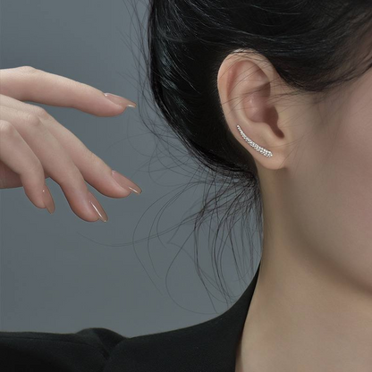 Textured Silver Climber Earrings