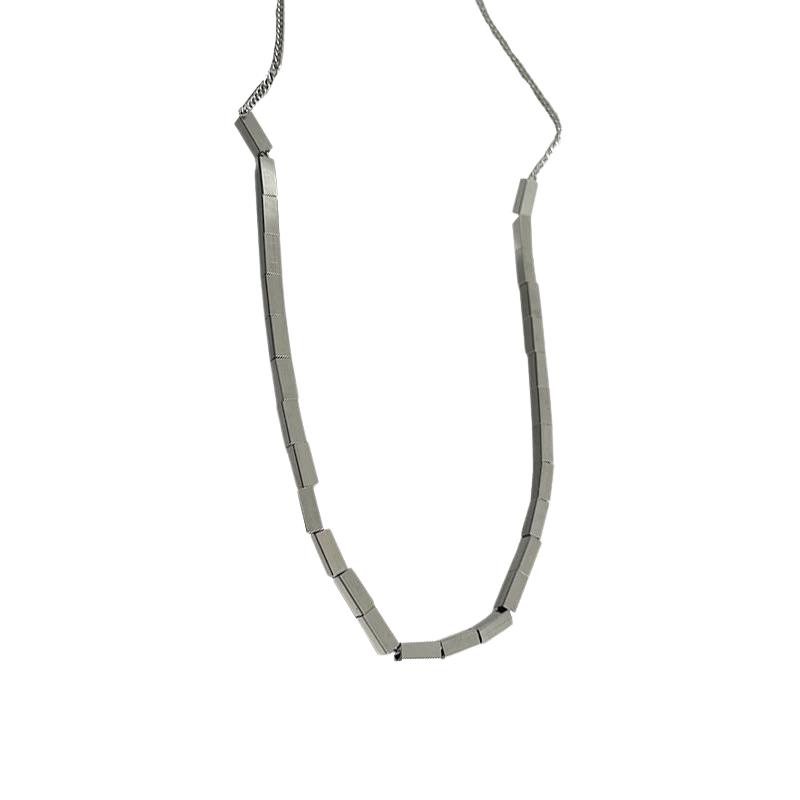 Stainless Steel Rectangular Bead Necklace