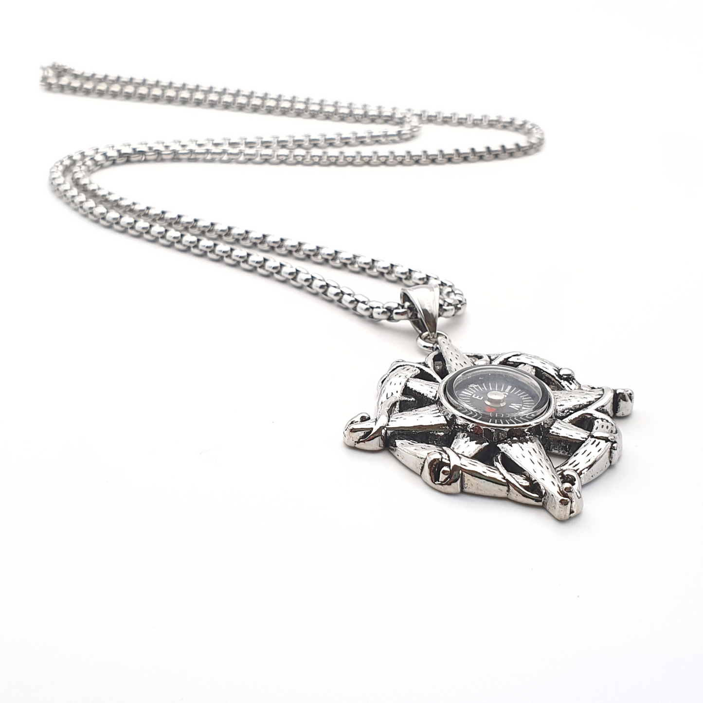 North Star Twined Compass Pendant Chain Necklace