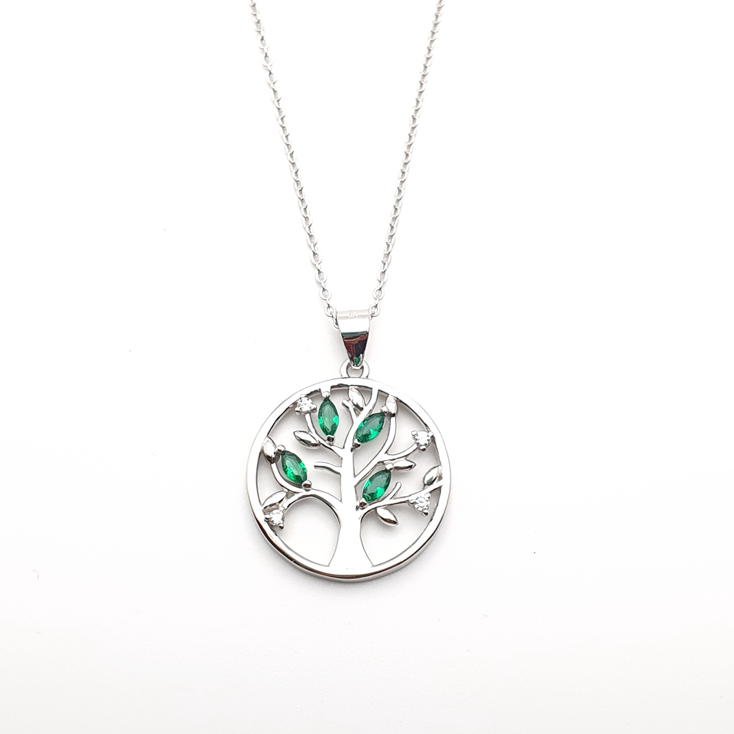 Tree of Life Simulated Green Spinel Necklace