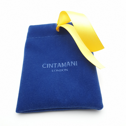 Cintamani London Blue Pouch with Yellow Ribbon