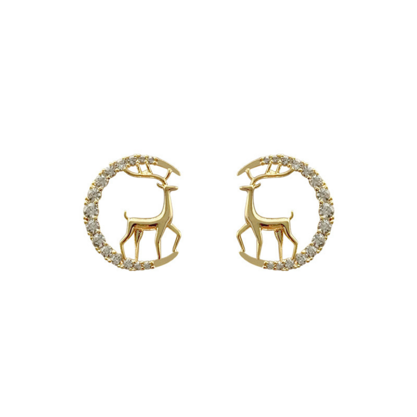 Stag Reindeer and Crescent Moon Earrings