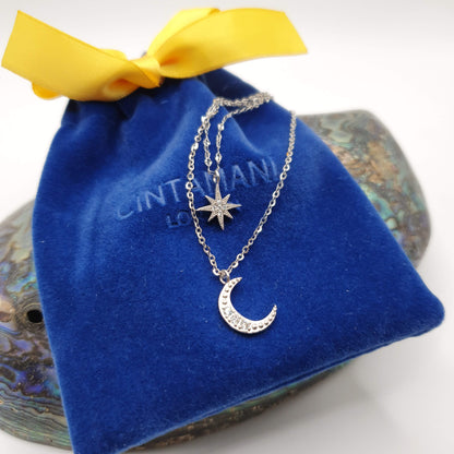 Splendid Star and Crescent Moon Necklace