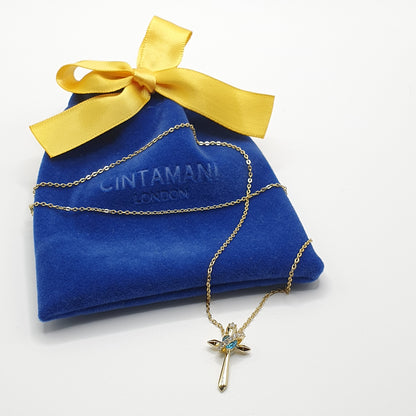 Crossed Heart Blue Pendant Necklace