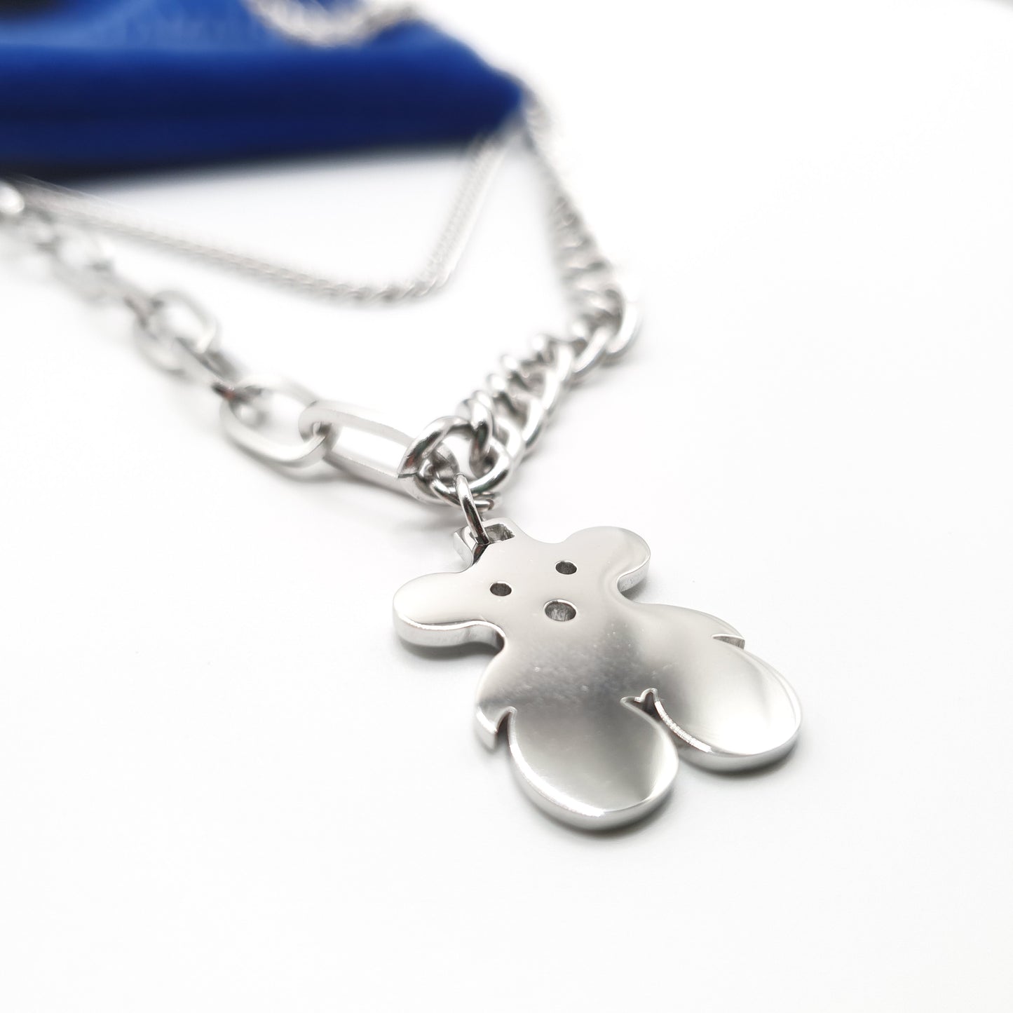 Stainless Steel Layered Bear Necklace