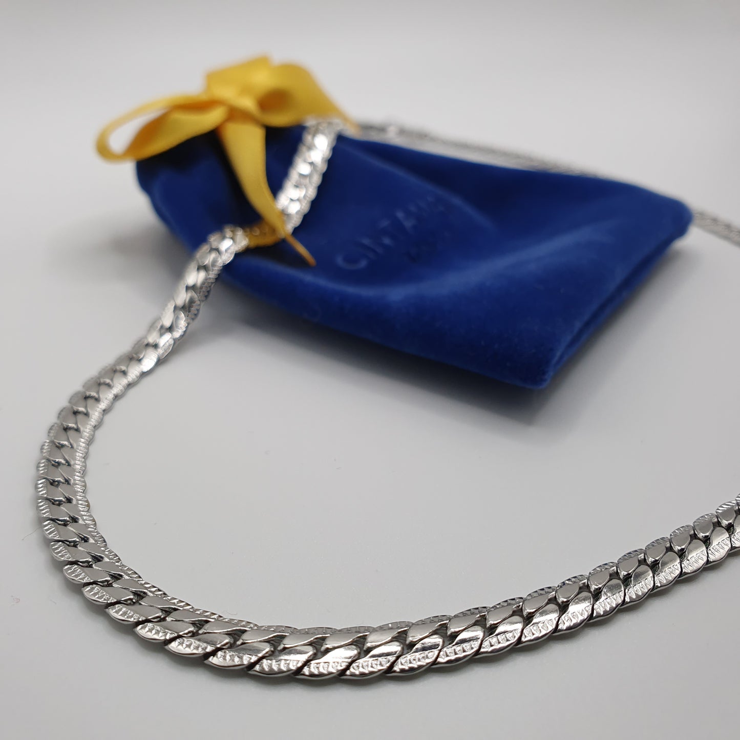 Stainless Steel Detailed Edge Thin Cuban Chain