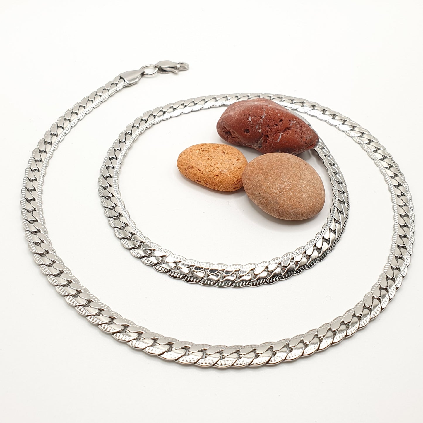 Stainless Steel Detailed Edge Thin Cuban Chain