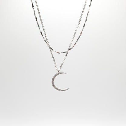 Crescent Moon Stacked Necklace