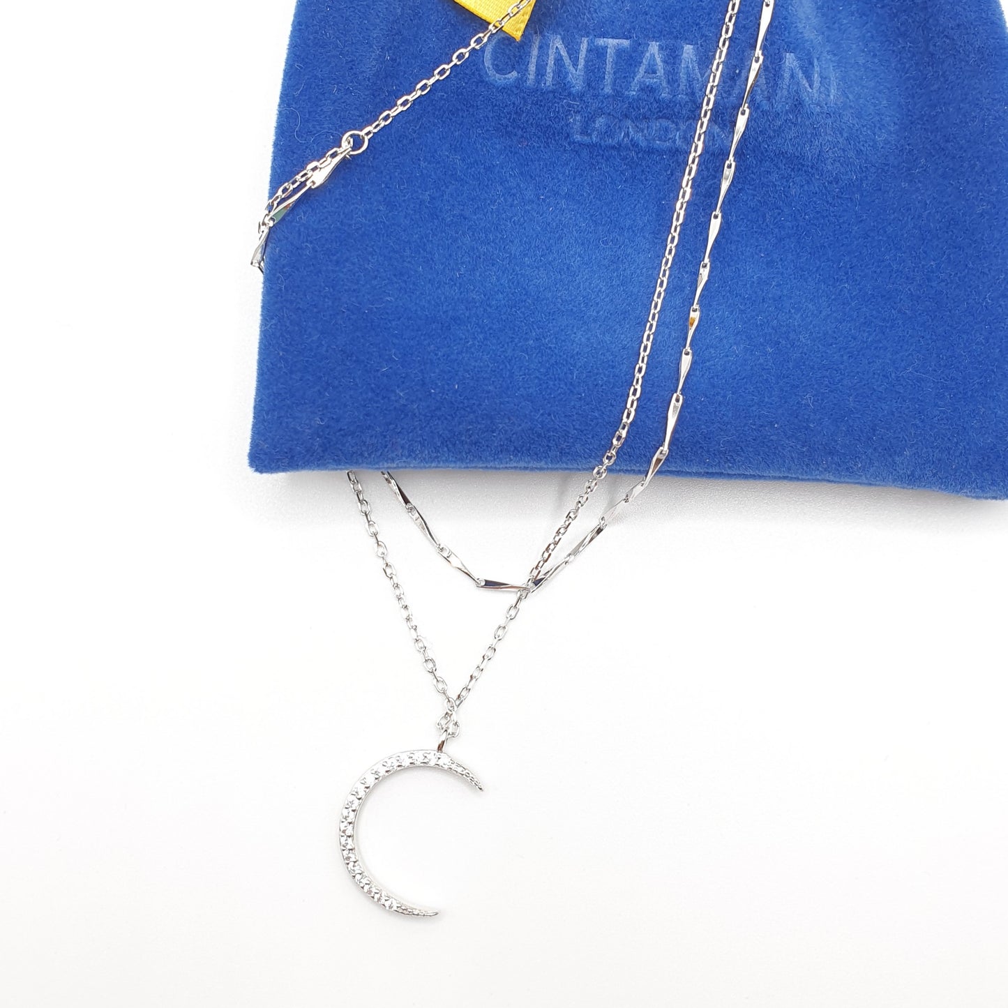 Crescent Moon Stacked Necklace