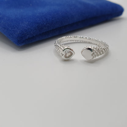 Double Heart with Zirconia Open-ended Ring